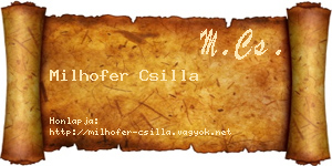 Milhofer Csilla névjegykártya